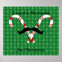 Eu quero um bigode para bastões de doces do Natal Impressão