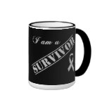 Eu sou um sobrevivente - fita cinzenta caneca