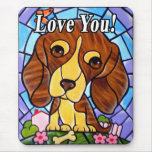 Eu te amo arte animal da pintura do cão de estimaç mousepad