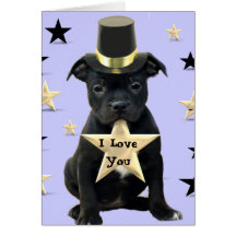 Eu te amo cartão de Staffordshire bull terrier
