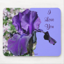 Eu te amo foto roxa Mousepad da flor da íris