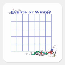 Eventos do calendário do inverno adesivos quadrados