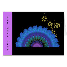Fã do Fractal e flores de papel queimadas Cartões