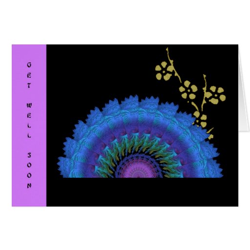 Fã do Fractal e flores de papel queimadas Cartões