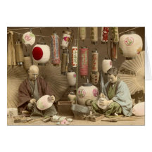 Fabricantes japoneses da lanterna de papel, foto d cartoes