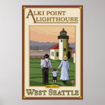 Farol do ponto de Alki - Seattle ocidental, poster