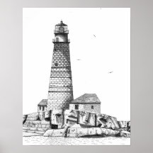 Farol do porto de Boston Pôsteres