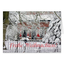 fazenda alemão do Feliz Natal no cartão da neve