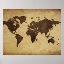 Feche acima do mapa do mundo antigo 3 poster