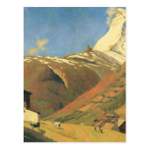 Felix Vallotton - vista de Zermatt Cartao Postal