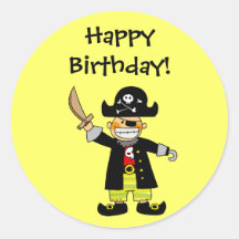 Feliz aniversario! (pirata) adesivo redondo