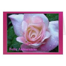 Feliz Aniversário - Rosa rosa Cartao