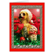 Feliz Natal do cartão do gato e do cão