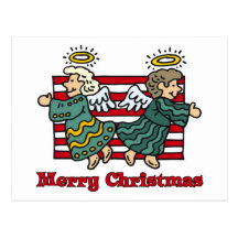 Feliz Natal dois anjos Cartões Postais