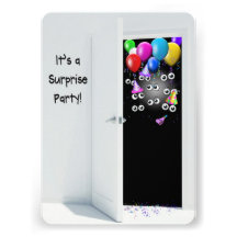 Festa de aniversário da surpresa atrás da porta convite personalizado