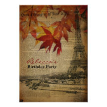 festa de aniversário francesa do vintage de Paris  Convites