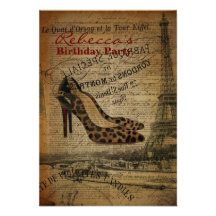 festa de aniversário francesa elegante do vintage  convites personalizados