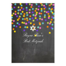 Festa de PixDezines+mitzvah do quadro/bastão Convites Personalizados