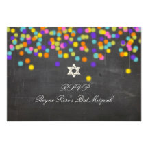 Festa do rsvp de PixDezines+mitzvah do quadro/bast Convite Personalizados