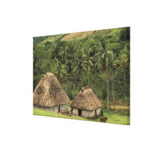 Fiji, Viti Levu, Navala, casas tradicionais de Bur Impressão De Canvas Esticada