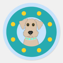 Filhote de cachorro de Airedale Adesivo Em Formato Redondo