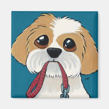 Filhote de cachorro de Shih Tzu no ímã azul da art Ima