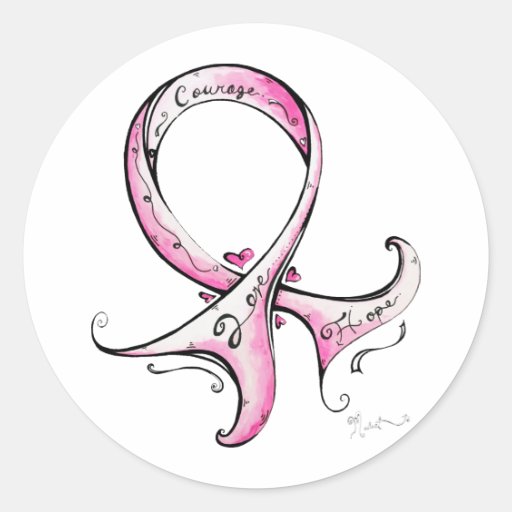 Fita cor-de-rosa adesivos redondos