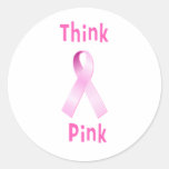 Fita cor-de-rosa - rosa de Thnk Adesivo Redondo