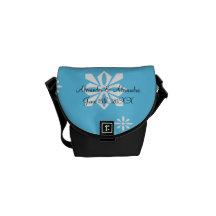 Flocos de neve azuis que wedding favores bolsas mensageiro