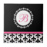 Flor de lis personalizada do monograma azulejos