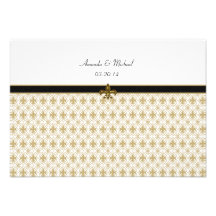 Flor de lis preta do ouro que Wedding cartões de R Convites Personalizado