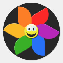 FLOR DO SMILEY ADESIVOS EM FORMATO REDONDOS