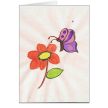 Flor e borboleta cartão