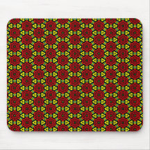 Flor geométrica vermelha mouse pads