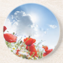 Flor roja posavasos para bebidas