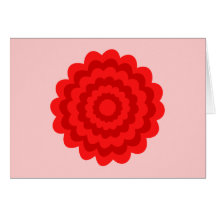Flor vermelha no rosa bonito cartão