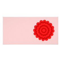 Flor vermelha no rosa bonito cartao com foto personalizado