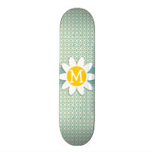 Floral azul esverdeado & de creme; Margarida Skate