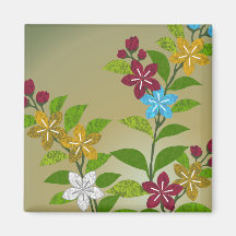 Floral no ouro e na ameixa imã de refrigerador