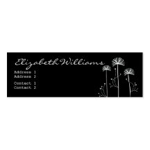 Floral preto e branco modelos cartões de visita