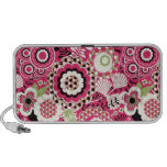 Floral retro Funky cor-de-rosa & branco do auto-fa Caixinhas De Som Para Notebook