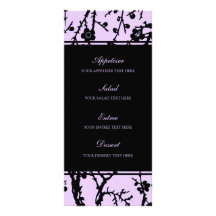 Floral roxo e preto do menu do casamento modelo de panfleto informativo
