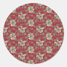 Floral vermelho retro adesivos em formato redondos
