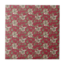 Floral vermelho retro azulejo