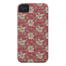 Floral vermelho retro capas iPhone 4