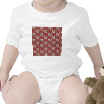 Floral vermelho retro macacãozinhos para bebê