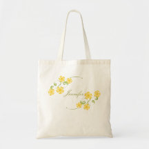 Flores amarelas douradas da aguarela bolsa de lona