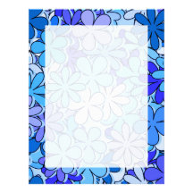 Flores azuis Groovy Papel De Carta Personalizados