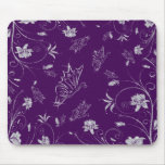 Flores & borboletas Sparkling do diamante na ameix Mousepads