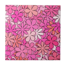 Flores cor-de-rosa Groovy Azulejo